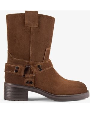 Clarks Chai Bliss Dark Tan Suede Boots - Brown