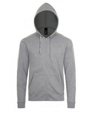Sol's Stone Zip Up Plain Hoodie Marl) - Grey