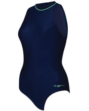 Zoggs Ladies Zipped One Piece Swimsuit - Blue