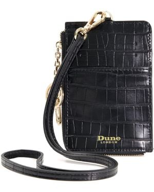 Dune Stanton Croc Cardholder Lanyard - Black
