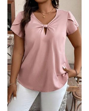 Azura Exchange Geknoopte Voorkant Plus Size Blouse - Roze
