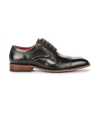 Justin Reess Polished Leather Cap Toe Derby Shoes - Brown