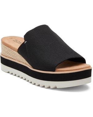 TOMS Diana Wedge Heel Open Toe Mules - Black