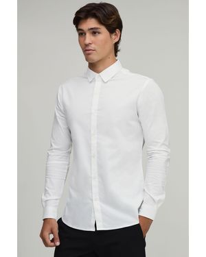 BoohooMAN 2 Pack Muscle Fit Long Sleeve Cotton Shirt - White