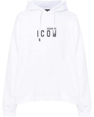 DSquared² Hoodie Icon Logo Cotton - White
