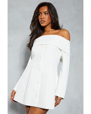 MissPap Tailored Bardot Blazer Dress - White