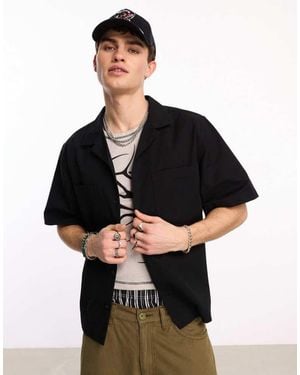 Collusion Ripstop Revere Short Sleeve Shirt - Black