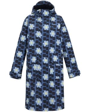 Regatta Ladies Orla Kiely Floral Long Length Waterproof Jacket - Blue