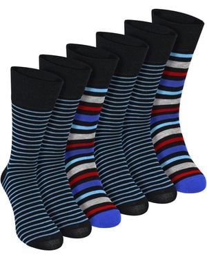 Sock Snob 6 Pack Bamboo Non Elastic Socks Soft Breathable Everyday Comfort - Blue