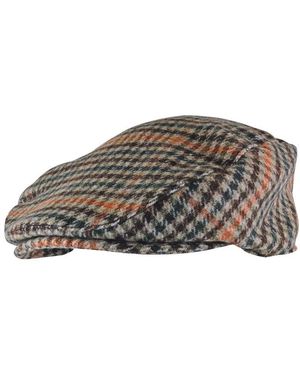 Sock Snob Vintage Houndstooth Plaid Wool Blend Newsboy Flat Ivy Cap Hat - Brown