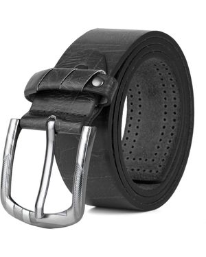 Woodland Leathers Jeans Belt, Vintage Effect 1.5" Distressed Leather - Black