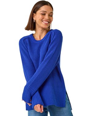 Roman Shoulder Detail Knit Jumper - Blue