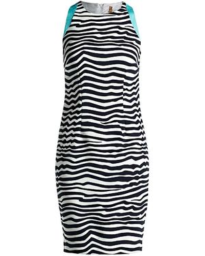Conquista Summer Striped Stretch Dress - White