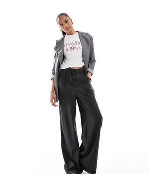 ASOS Tall Tailored Tie Waist Wide Leg Trousers With Pleat Detail - Blue