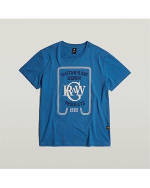 G-Star G Regular Fit Lettering Crew Neck T-Shirt - Blue