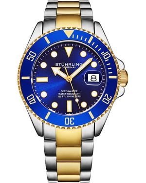Stuhrling Depthmaster 4055 Swiss Quartz 40Mm Dive Watch - Blue