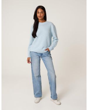 Blue Vanilla Textured Knit Jumper - Blue