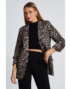 Quiz Leopard Print Blazer - Black