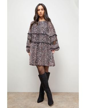 Oasis Smock Long Sleeve Mini Dress - Multicolour