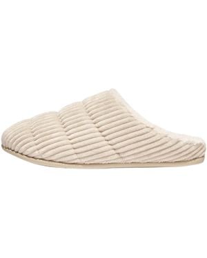 Fitflop Ladies Chrissie Corduroy Fleece Lined Slippers - Natural