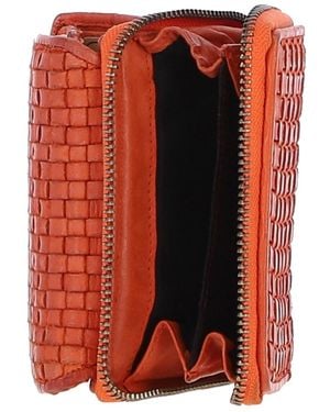 Ashwood Leather Vintage Woven 7 Card Purse - Red