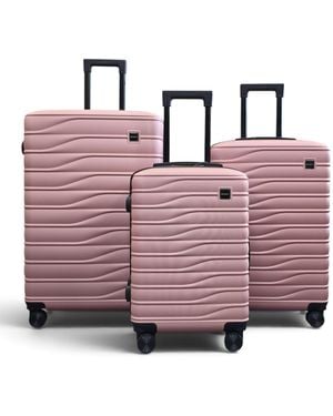 Infinity Leather Hardshell Roségouden 8-Wielige Bagagekoffer Tas Koffer - Roze