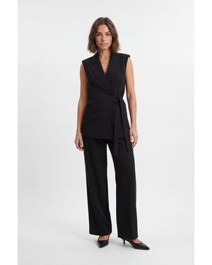 Karen Millen Soft Tailored Wrap Detail Sleeveless Blazer - Blue