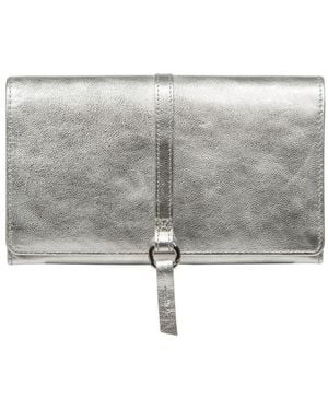 NiNa Amora 'Floriana' Metallic Leather Purse - Grey