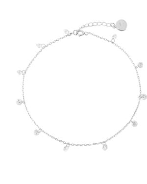 The Jewellery Stockroom Cz Charm Anklet Sterling - White