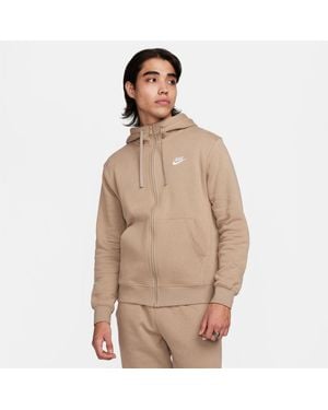 Nike Sportswear Club Fleece Full Zip Hoodie - Natural