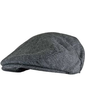 Sock Snob Checked Wool Blend Traditional Flat Cap - Black