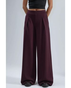 Busem Elastic Waist Pleated Palazzo Trousers - Red