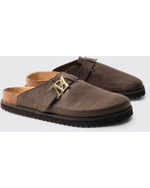BoohooMAN Bhm Initial Pu Skater Sole Mule - Brown