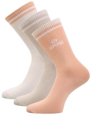 Superga Adult Ribbed Knitted Socks (Pack Of 3) /Tan) - Natural