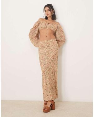 ASOS Co-Ord Side Split Midaxi Skirt - Natural