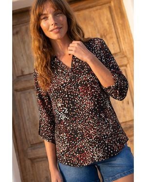 Roman Abstract Puff Print Shirt - Brown