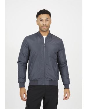 Brave Soul Padded Bomber Jacket Zip Up - Blue