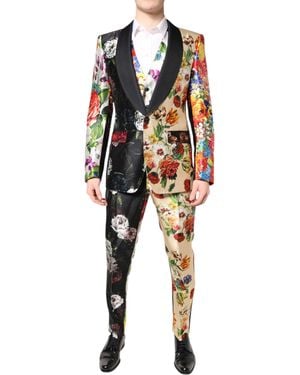 Dolce & Gabbana Floral Sicilia Silk 3 Piece Suit - Black