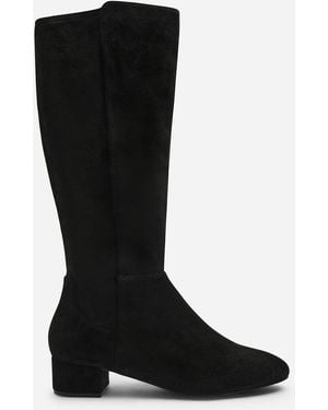 Where's That From Wheres Paislee Round Toe Block Heel Stretch Suede Boots - Black