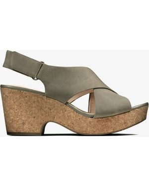 Clarks Maritsa Lara Sage Nubuck Sandals - Metallic