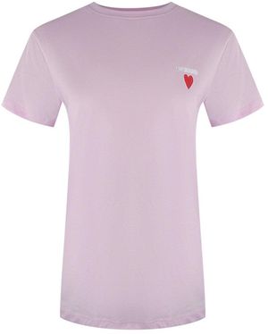 Moschino Love Small Heart Signature Logo T-Shirt Cotton - Purple