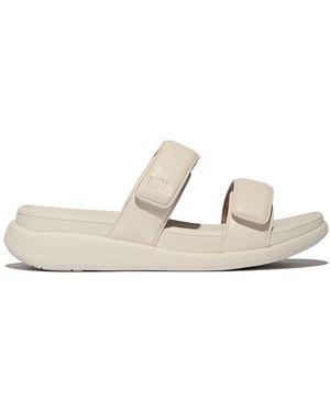 Fitflop Women F-mode Go Adjustable Two-bar Slides Faux Leather Pu, Markdown - Natural