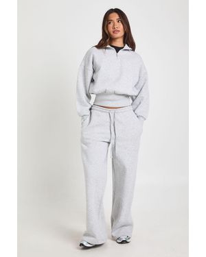 Boohoo Funnel Neck Half Zip Sweatshirt Tracksuit - Grey