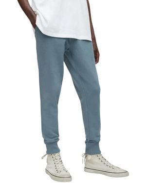 AllSaints Raven Slim Fit Joggers Fleece Bottoms Casual Cuffed Cotton - Blue