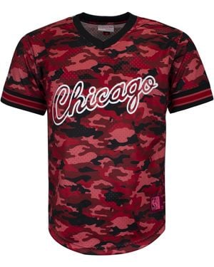 Mitchell & Ness Camo Mesh Team Colour Chicago Bulls T-Shirt - Red
