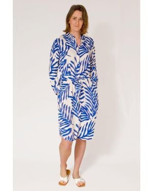 New Look Leaf Print Shirt Dress Viscose - Blue