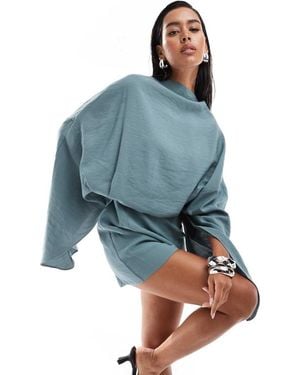 ASOS Batwing Overlay Playsuit - Blue