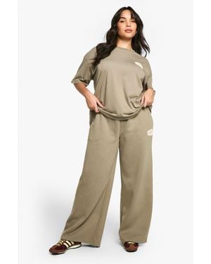Boohoo Plus Dsgn Studio Sport Puff Print Straight Leg Jogger - Natural