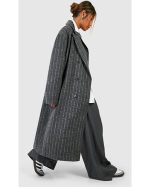 Boohoo Pinstripe Oversized Coat - Grey