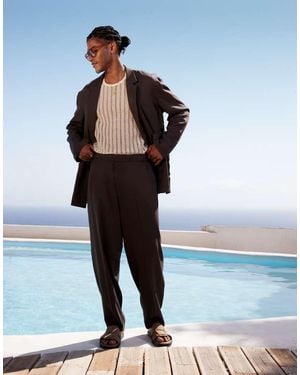 ASOS Oversized Tapered Lightweight Suit Trousers - Blue